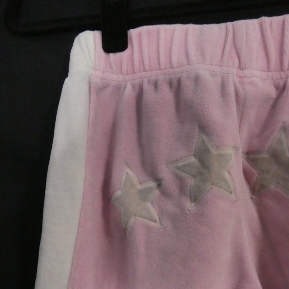 BONGO | medium | Pink Velour Sweatpants | Side White Stripes | 4 Grey Star Back - Picture 10 of 16